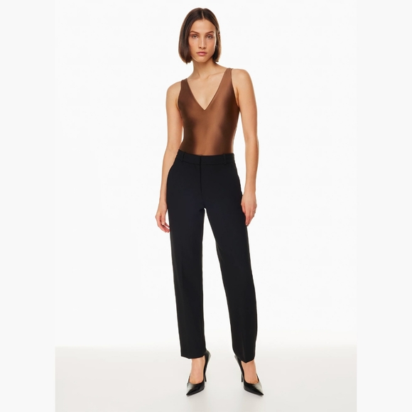 Aritzia Babaton Satinette V-Neck Bodysuit - Oxford Tan - Picture 6 of 6